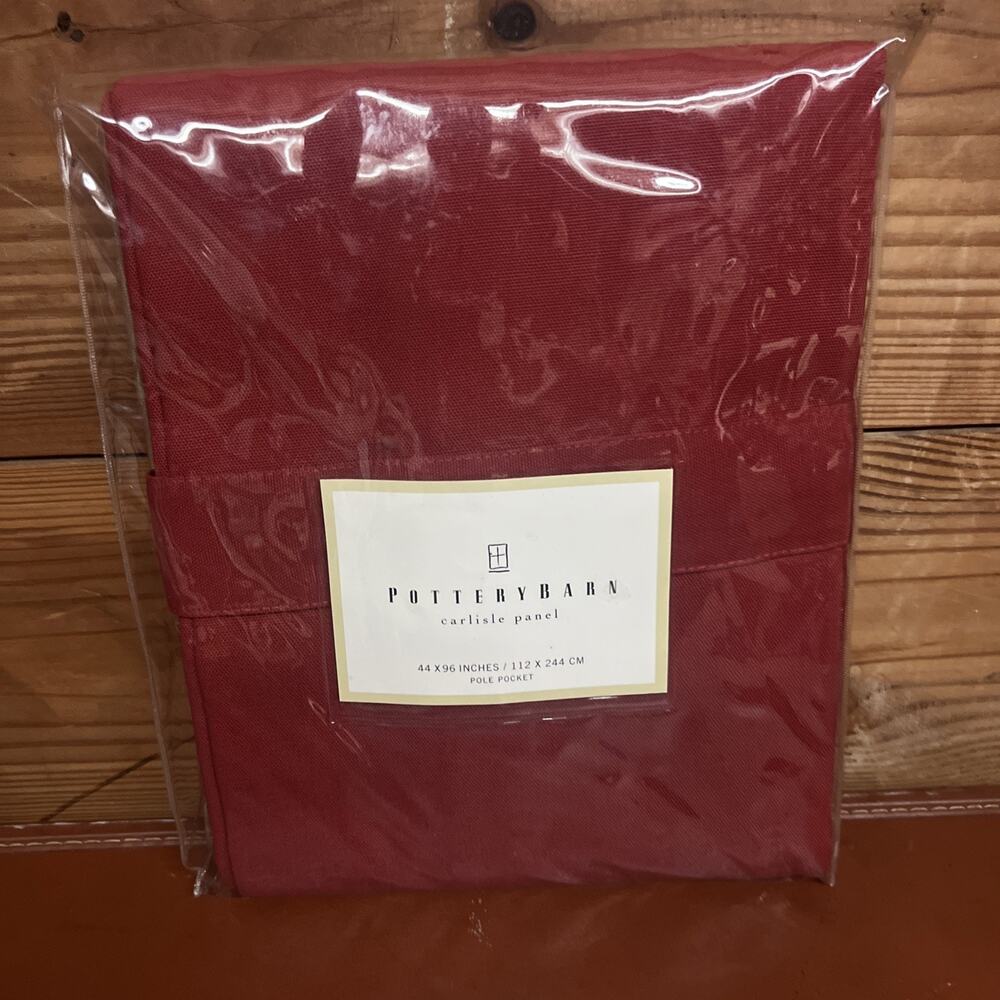 Pottery Barn Carlisle Curtain Panel 44x96 Burgundy Red Pole Pocket NOS